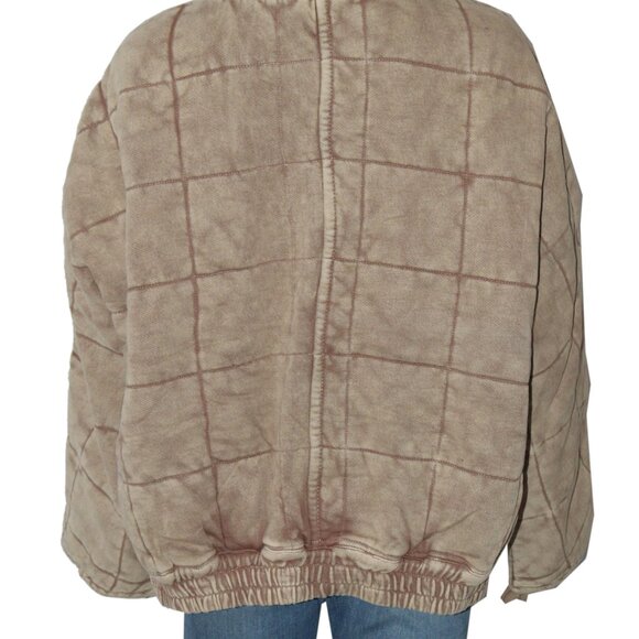 Free People Dolman Quilted Knit Jacket Oversized Champagne Diamonds - Picture 6 of 13